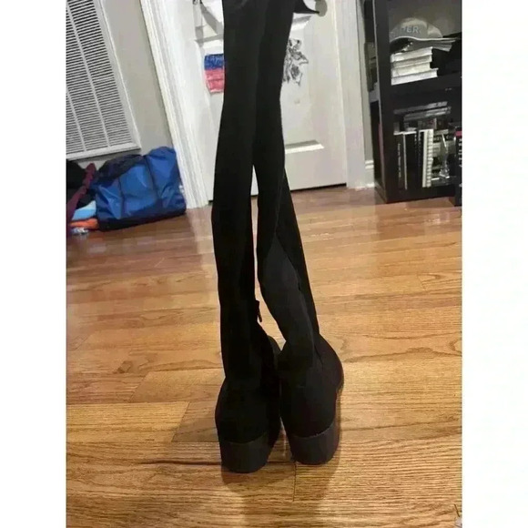 UNISA Boots Womens 9.5 M Gillean Tall Knee High Black Suede Pull On Cuban Heels - Picture 7 of 9